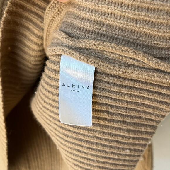Almina Concept Sweater Camel Tan Knit Wool V-Neck Pullover Sweater Size Large - Picture 7 of 9